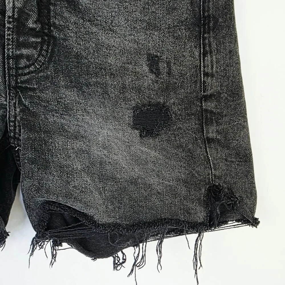 Old Navy O.G. Straight Shorts Size 4 Black Distressed High Rise Grunge Festival
